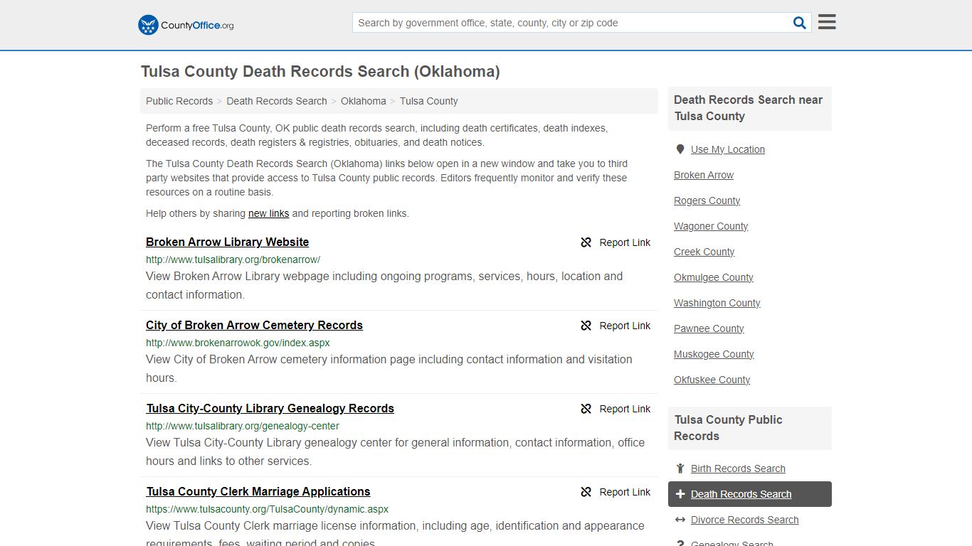 Tulsa County Death Records Search (Oklahoma) - County Office